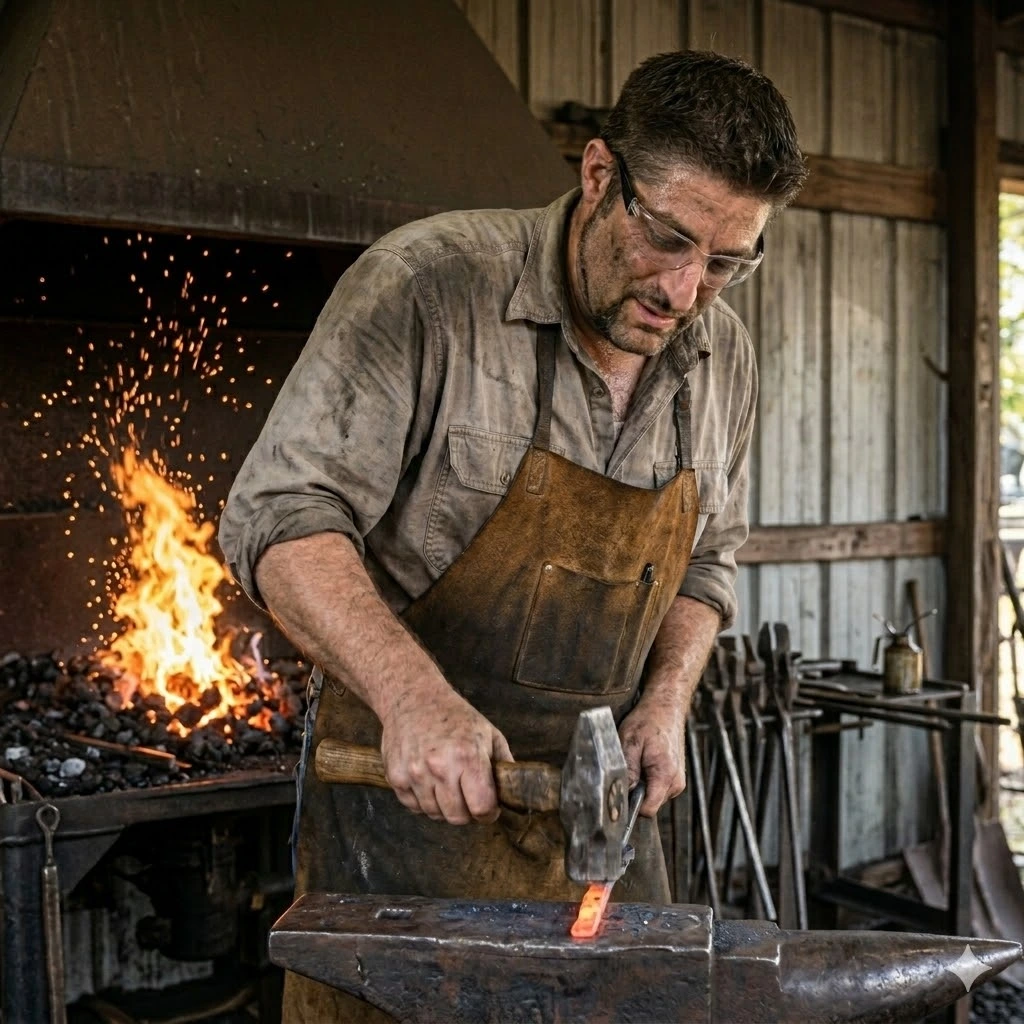 Portrait du dirigeant sylvain Gerling à la forge